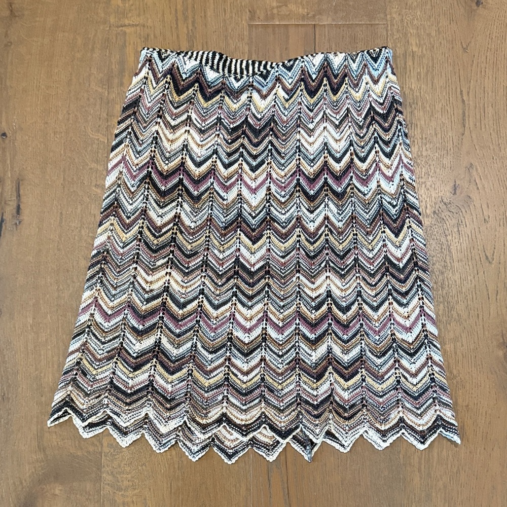 Missoni Zigzag Knit A-Line Skirt in Black, White, Pink, Gold
